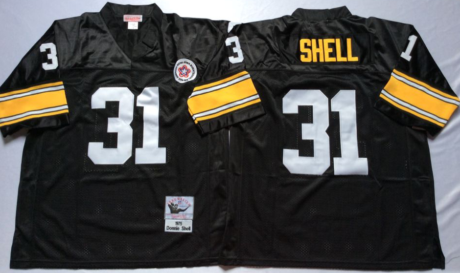 Men NFL Pittsburgh Steelers 31 Shell black Mitchell Ness jerseys